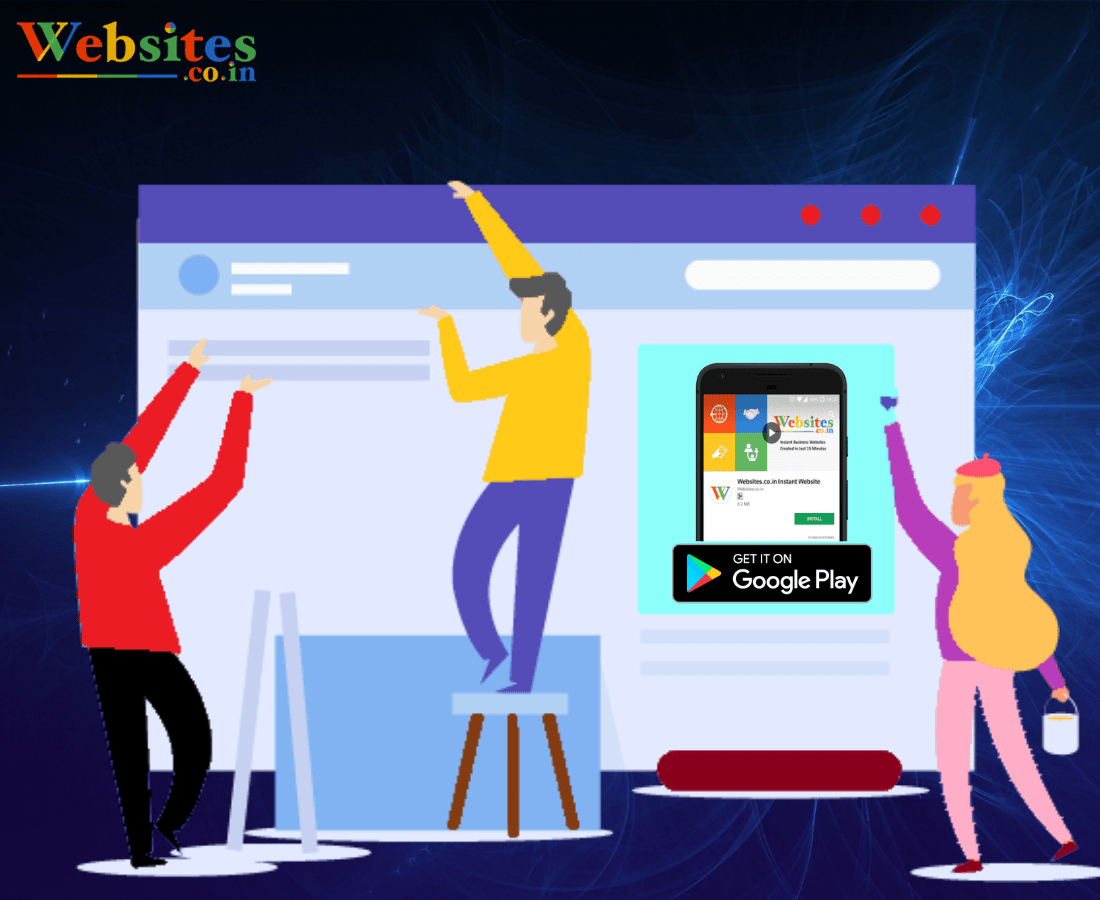 creating a website through instant website builder: websites.co.in app